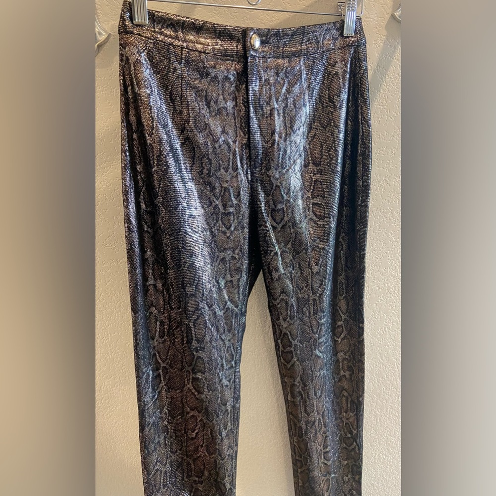 Super down metallic snakeskin pants